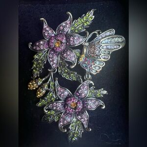 Kathy Levine La Vintage Floral and Butterfly Brooch